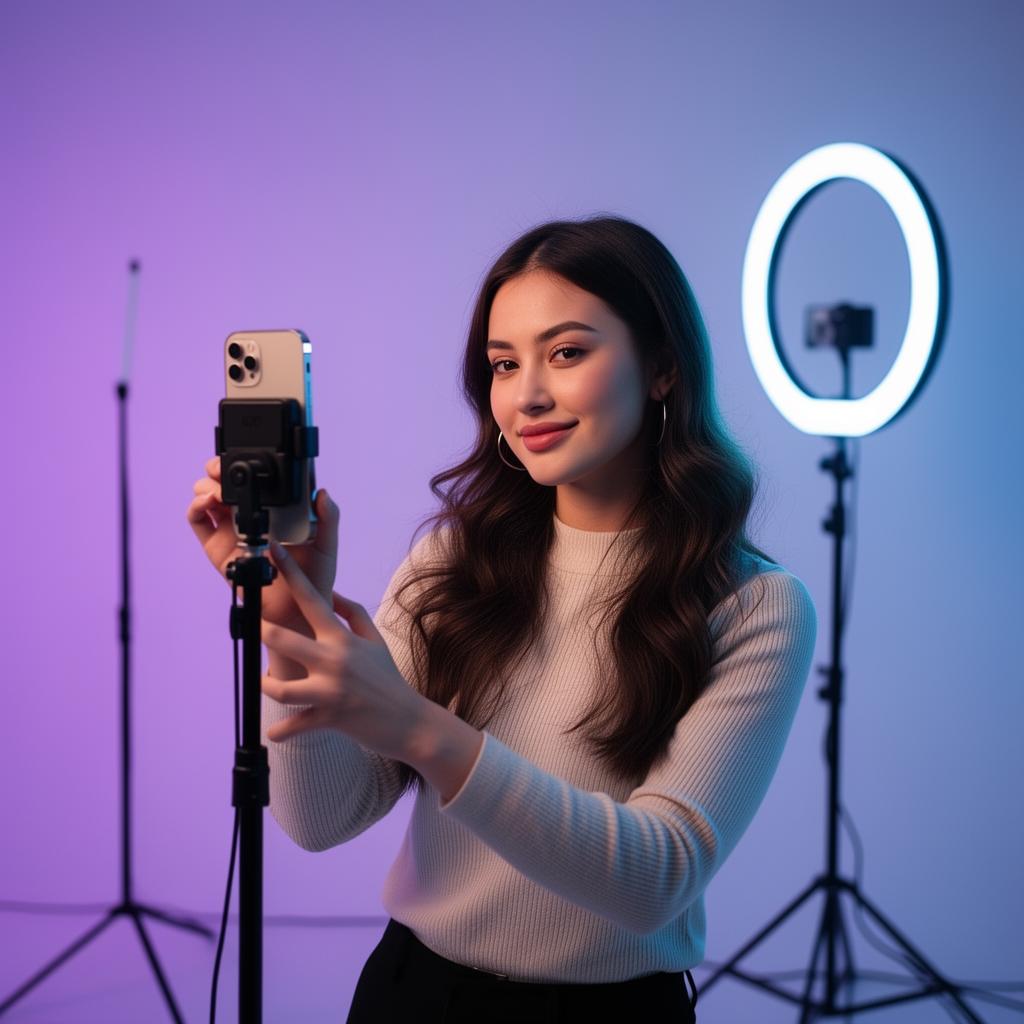 Creator filming content in studio